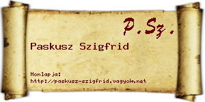 Paskusz Szigfrid névjegykártya